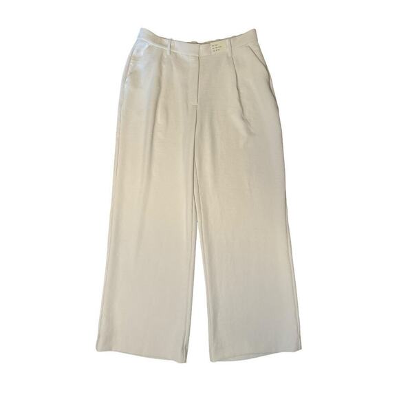 Abercrombie & Fitch NEW Ultra Wide Leg Long Trouser Pants 14L High Rise Cream - Picture 1 of 8